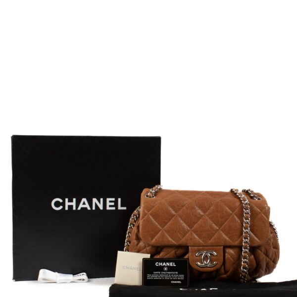 Chanel Camel Quilted Bubble Chain Around Flap Bag