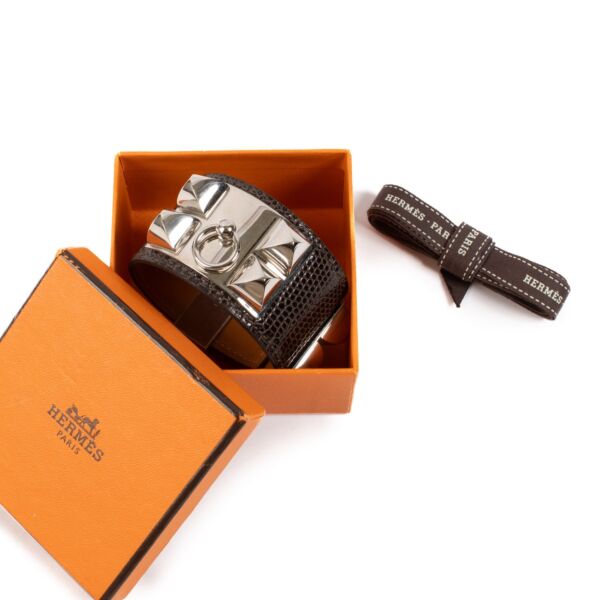 Hermès Brown Lizard Collier De Chien Bracelet - Size T4