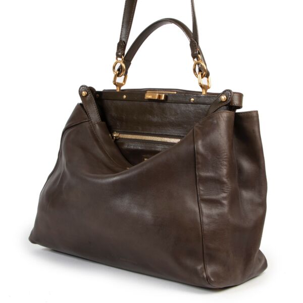 Fendi Khaki Peekaboo Large Shoulder bag