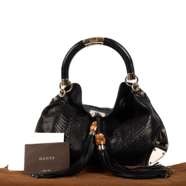 Gucci Black Python Indy Shoulder Bag