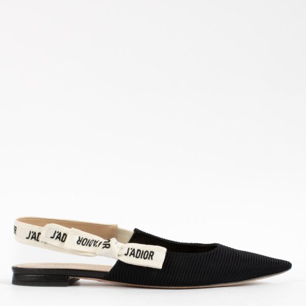 Shop 100% authentic secondhand Christian Dior Black J'Adior Slingback Ballerina - Size 39 1/2 on Labellov.com