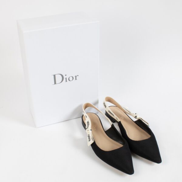 Christian Dior Black J'Adior Slingback Ballerina - Size 39 1/2