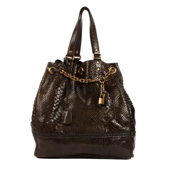 Shop 100% authentic second-hand Saint Laurent Brown Python Overseas Large Bucket Bag on Labellov.com