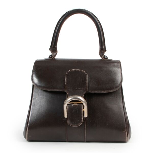 Leather brown Delvaux bag in preloved condition by Labellov