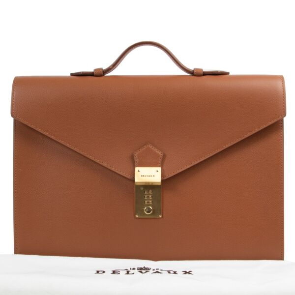 Delvaux Cognac Leather Consulat Briefcase