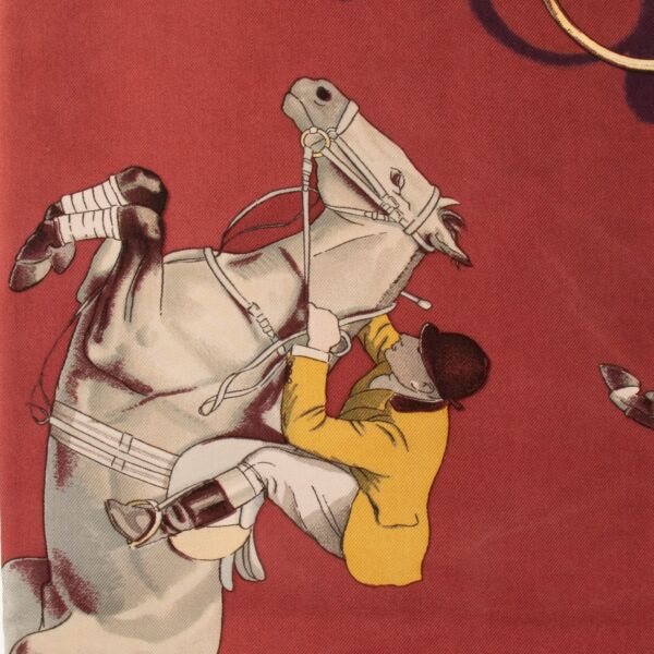 Hermès Red Jumping Silk 90 Scarf