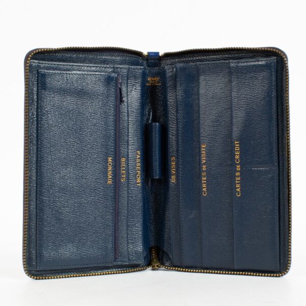 Hermès Vintage Blue Box Travel Wallet