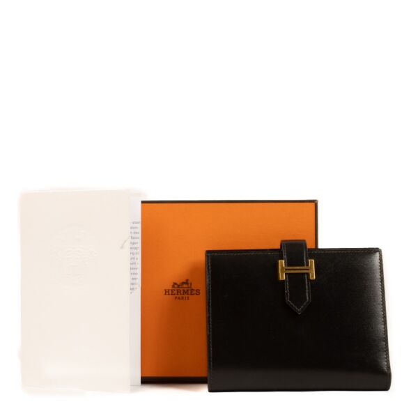 Hermès Black Box Calf Bearn Compact Wallet