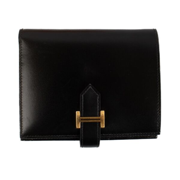 Buy authentic second hand Hermès Black Epsom Bearn Compact Wallet at Labellov.com 