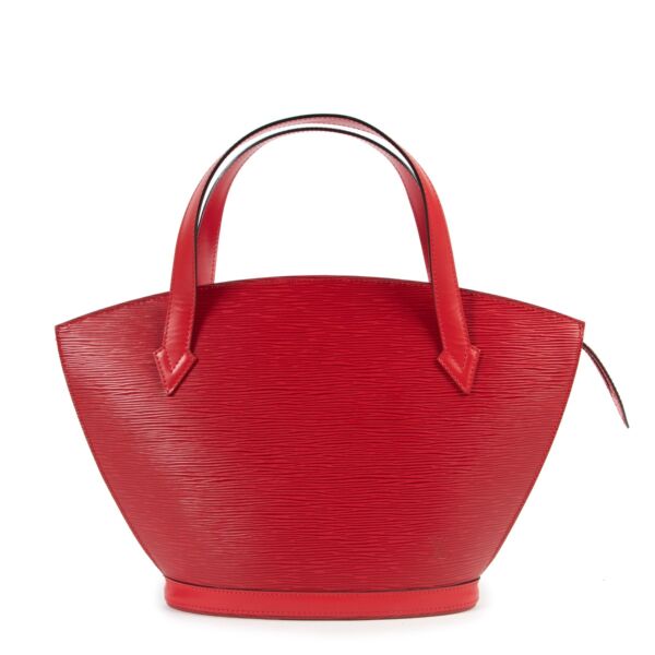 Shop safe online 100% authentic second hand Louis Vuitton Red Epi Leather Saint Jacques Top Handle Bag in very good condition at the right price at Labellov in Antwerp.