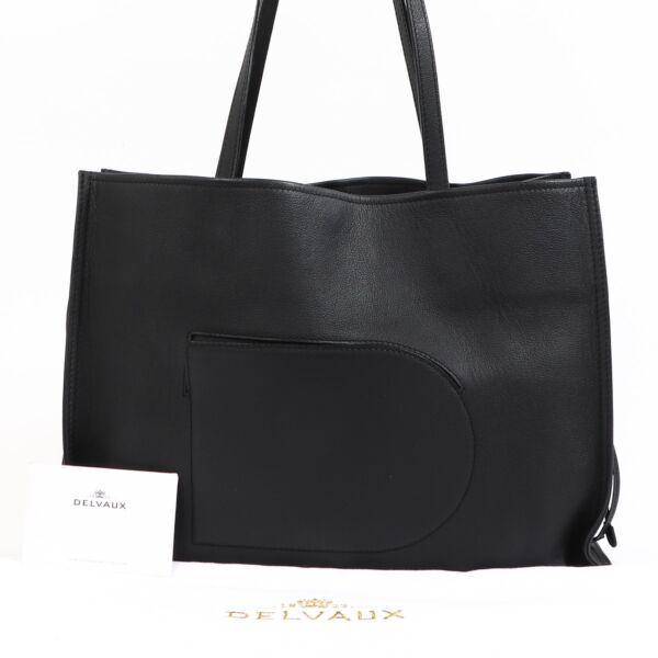 Delvaux D Tote Black Rodeo Calf Tote Bag