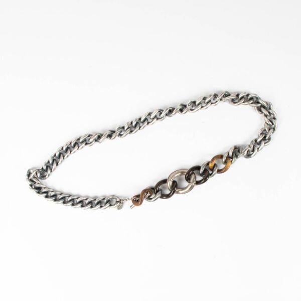 Elie Top for Lanvin Gunmetal Wood and Crystal Belt