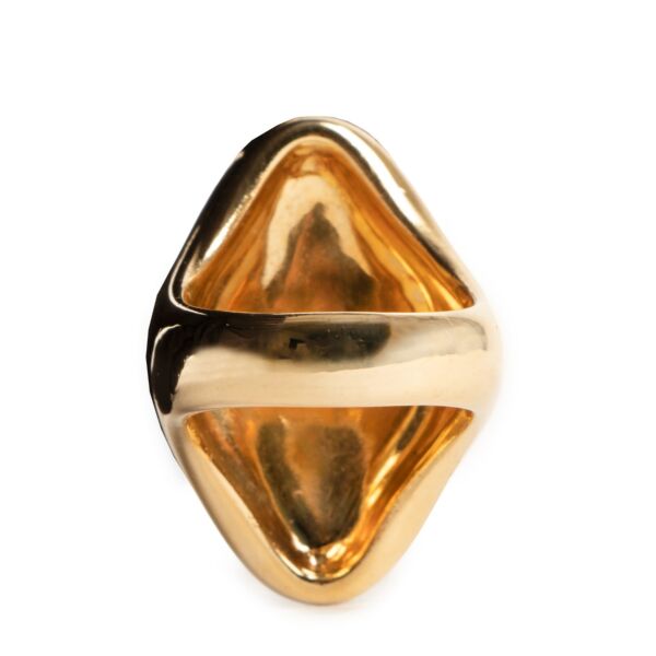Pomellato Yellow Gold Elliptical Signet Ring - Size 55