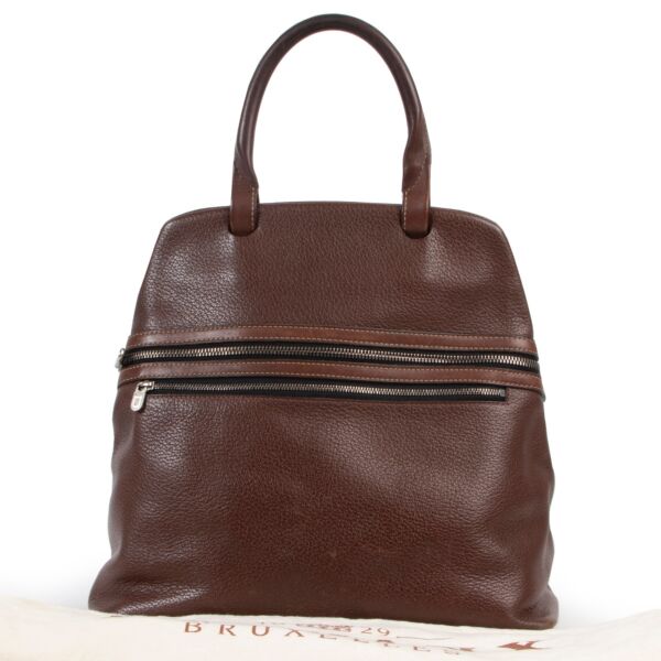 Deux De Delvaux Brown Top Handle Bag