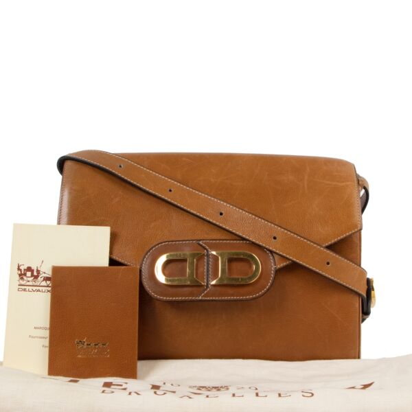 Delvaux Cognac Leather Shoulder Bag