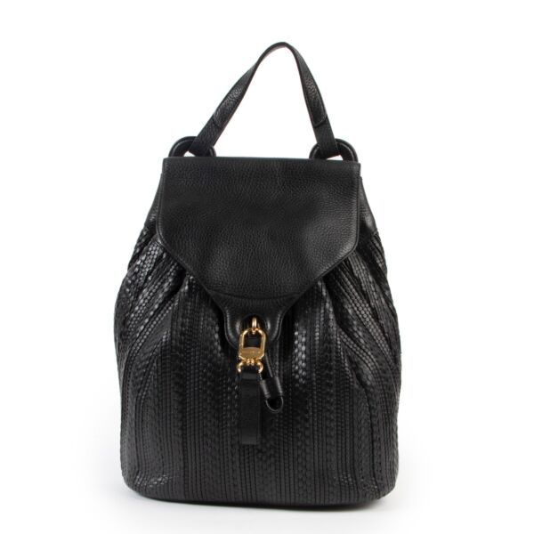 Delvaux Black Toile De Cuire Rosé Backpack