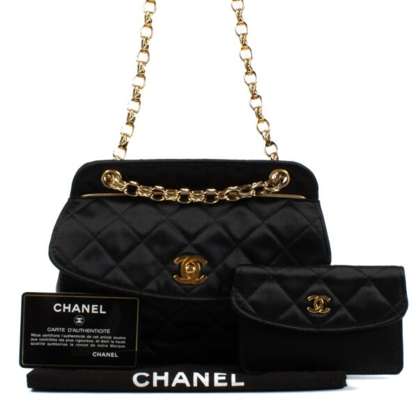 Chanel Black Quilted Satin Bijoux Chain Mini Flap Bag