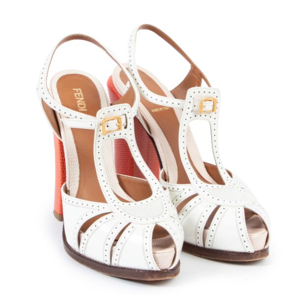 Fendi White Heeled Sandals - size 37.5