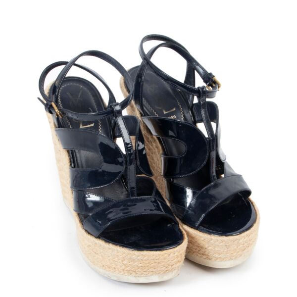 Saint Laurent Blue Patent Wedges - size 37.5