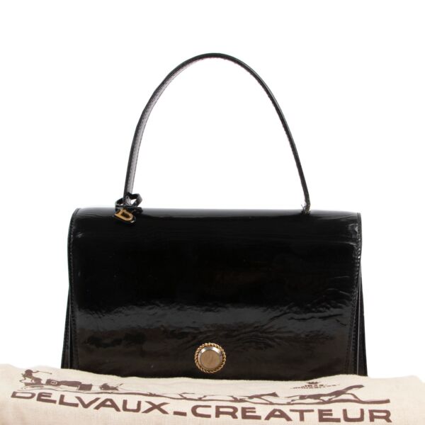 Delvaux Black Patent Leather Top Handle Bag