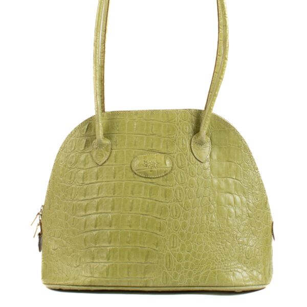 Mulberry Lime Green Crocodile Embossed Leather Bag