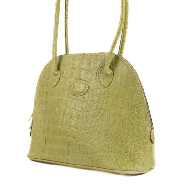 Mulberry Lime Green Crocodile Embossed Leather Bag