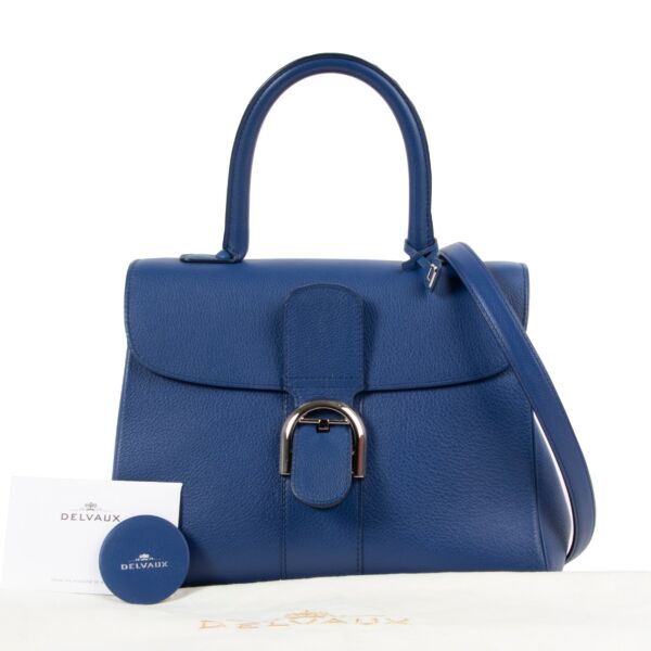 Delvaux Metallic Grained Calfskin Brillant Satchel Satin Electric 