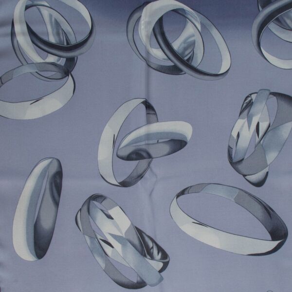 Cartier Teal Blue Ring Print Silk Scarf