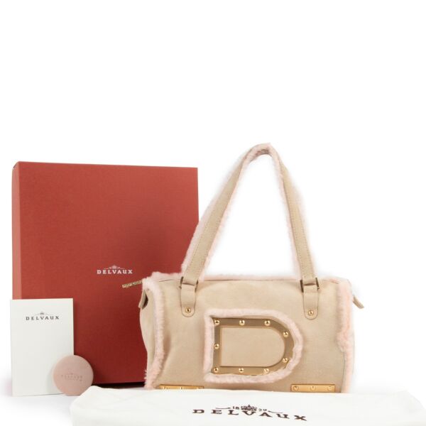 Delvaux Le Astrid MM Mouton Retourné Beige Perla