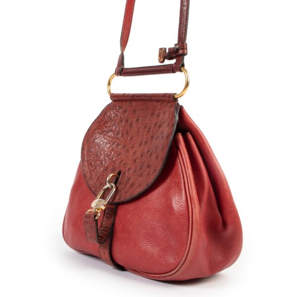 Delvaux Red Ostrich Cerceau Shoulder Bag 