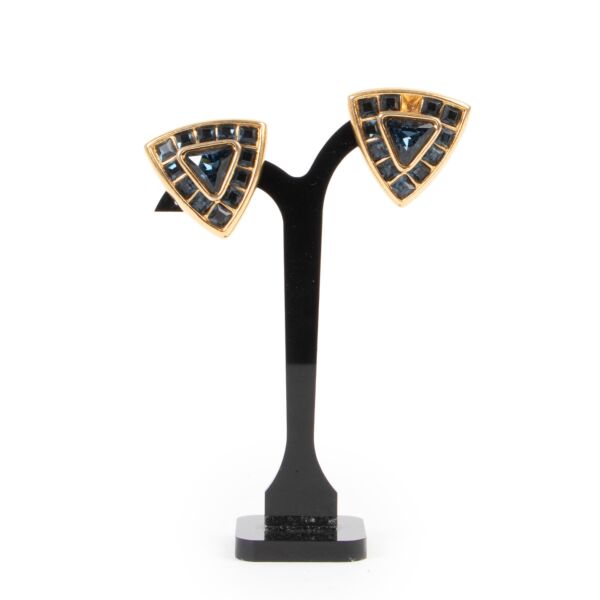 Saint Laurent Blue & Gold Triangle Earrings
