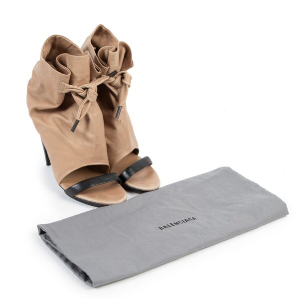 Balenciaga Beige Peeptoe Boots - Size 38,5