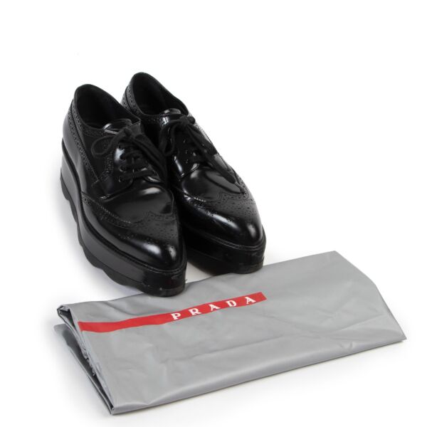 Prada Black Platform Brogues - Size 40