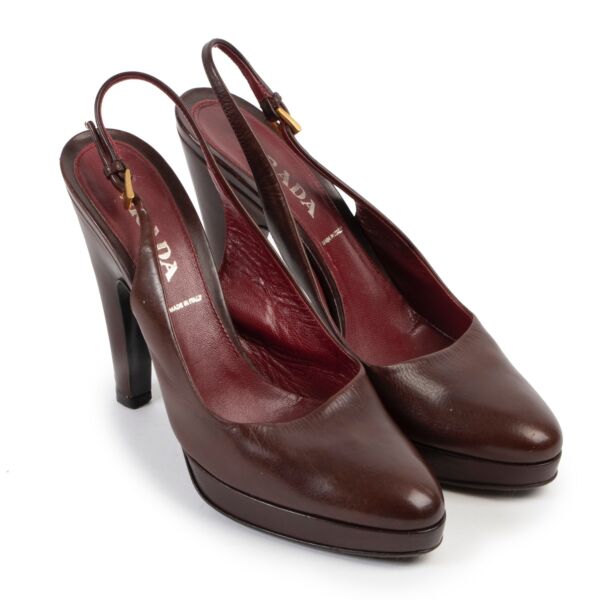 Prada Burgundy Slingback Heels - Size 37,5