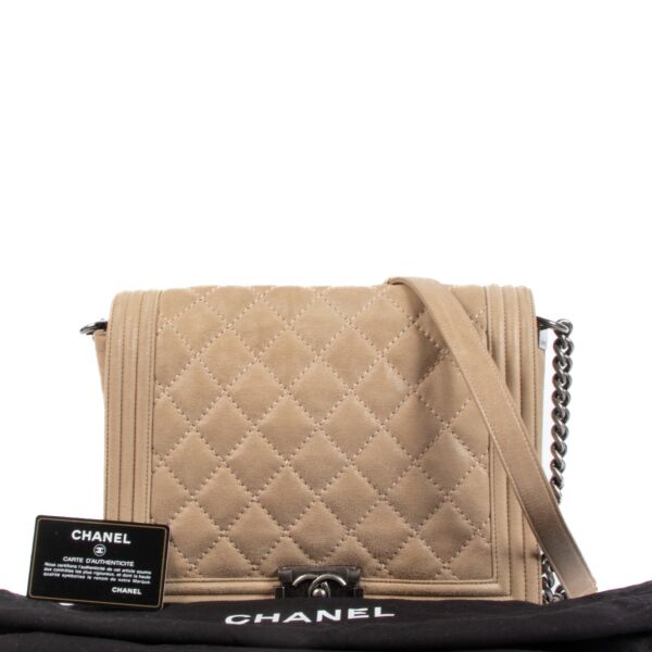 Chanel Beige Iridescent Suede Gentle Square Boy Bag