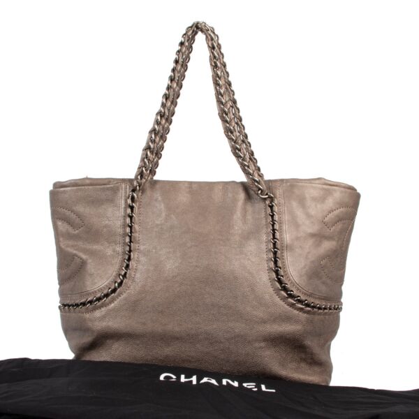 Chanel Metallic Grey Shoulder Bag 