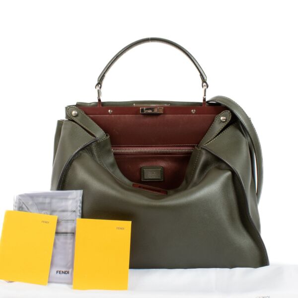 Fendi Green Leather Large Peekaboo Bag