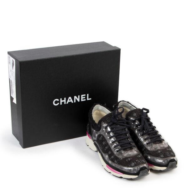 Chanel Black Tweed Sneakers - Size 40