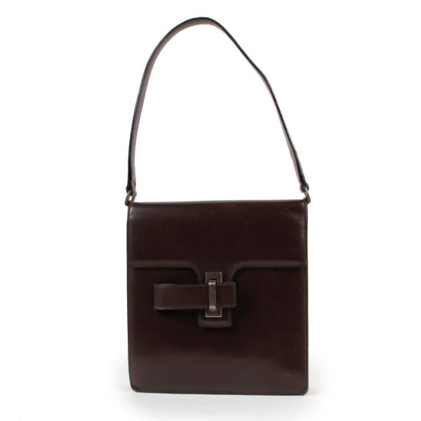 Delvaux Brown Leather Top Handle for sale on Labellov 2nd hand designer site for vintage bags 