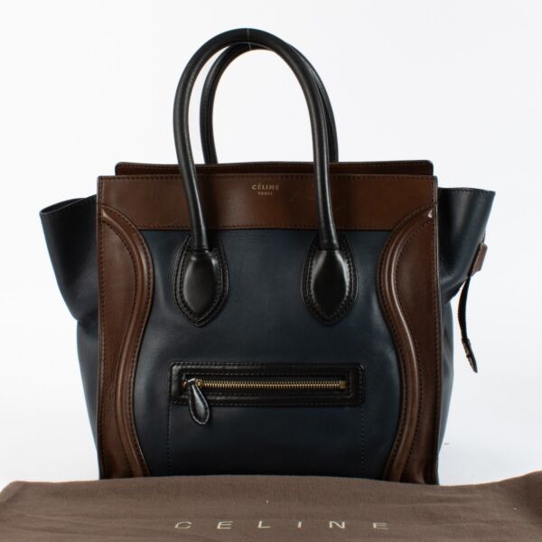 Céline Brown and Navy Mini Luggage Bag