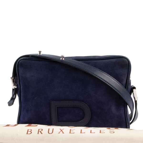 Delvaux Blue Suede Louise Crossbody 