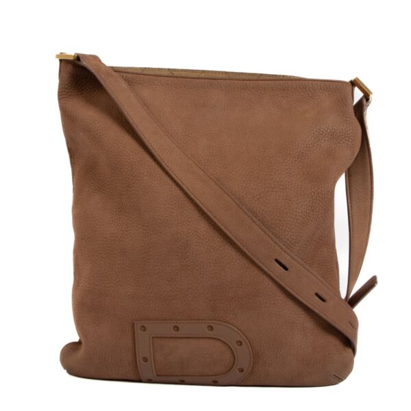 Delvaux Louise Baudrier Brown Nubuck Santiag Crossbody Bag
