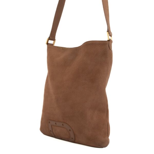Delvaux Louise Baudrier GM Brown Nubuck Santiag Crossbody Bag