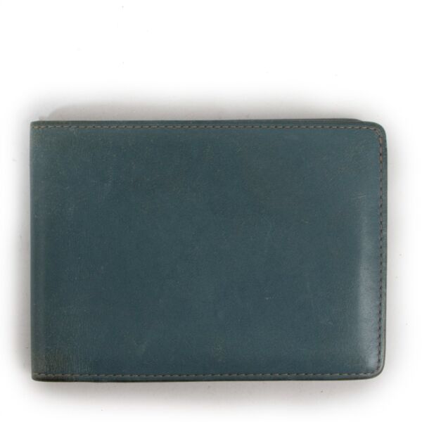 Delvaux Teal Blue Leather Bi-fold Wallet