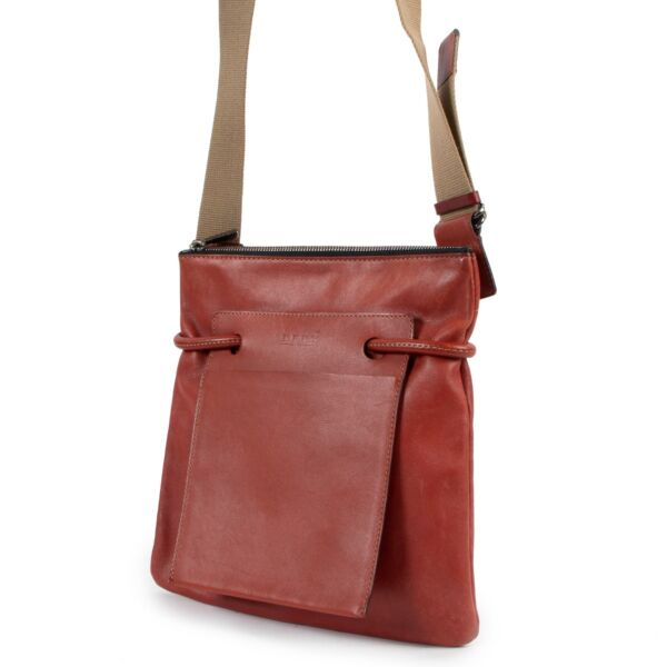 Deux De Delvaux Red Leather Crossbody Bag
