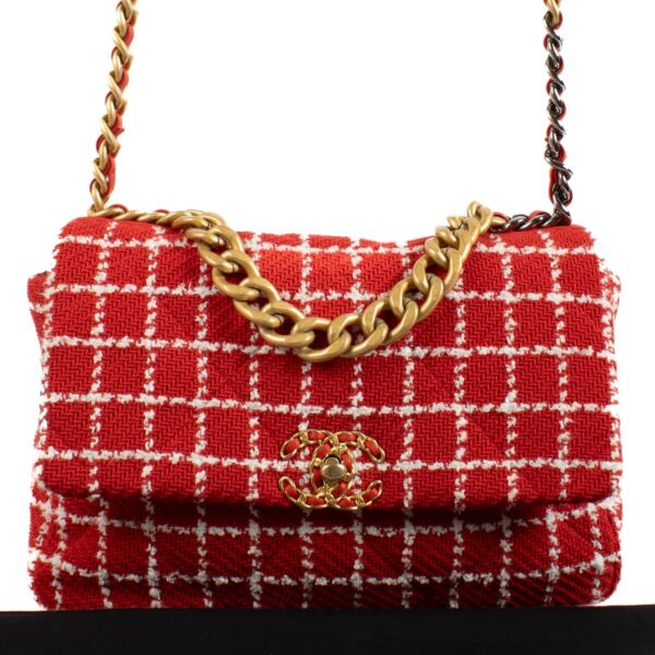 Chanel Red Tweed Large Chanel 19 Bag