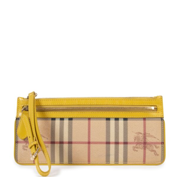 Burberry Nova Check Yellow Clutch Bag