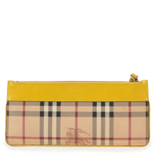 Burberry Haymarket Check Yellow Clutch Bag