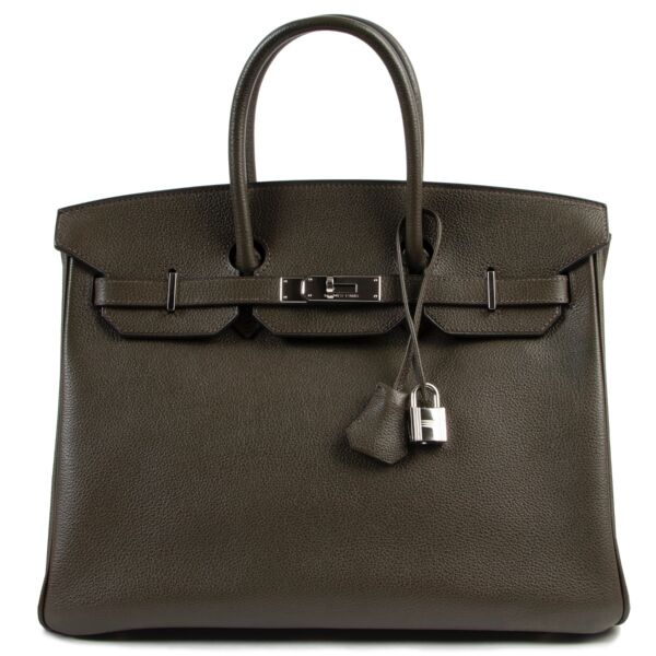 skip the waiting list shop safe online secondhand luxury Birkin 35 Vert de Bronze 