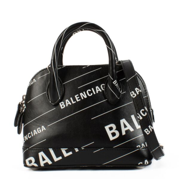 Balenciaga Black Logo Print Ville XXS Bag